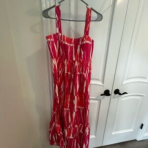London Times Red and White Sleeveless Maxi Sundress